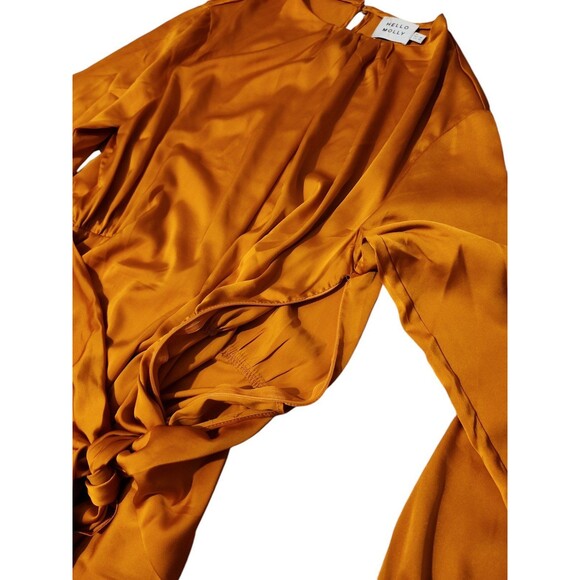 Hello Molly Club Wear Mini Dress Womens Size 10 Night Out Harvest Orange Silky - Picture 6 of 9
